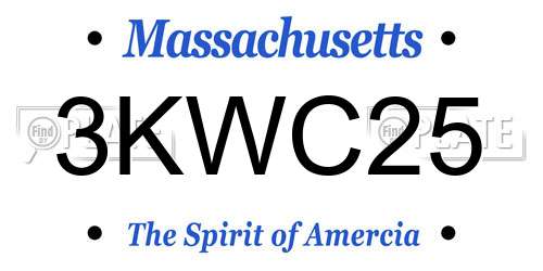3KWC25 Massachusetts License Plate