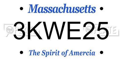 3KWE25 Massachusetts License Plate