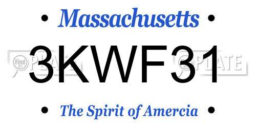 3KWF31 Massachusetts License Plate