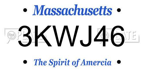 3KWJ46 Massachusetts License Plate