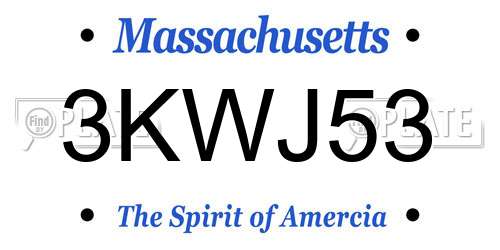 3KWJ53 Massachusetts License Plate