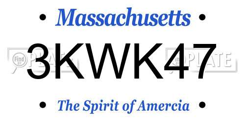 3KWK47 Massachusetts License Plate