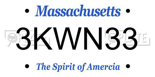 3KWN33 Massachusetts License Plate