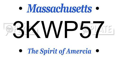 3KWP57 Massachusetts License Plate
