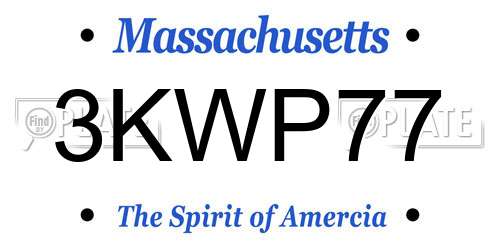 3KWP77 Massachusetts License Plate