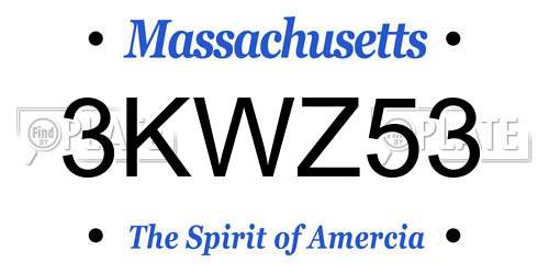 3KWZ53 Massachusetts License Plate