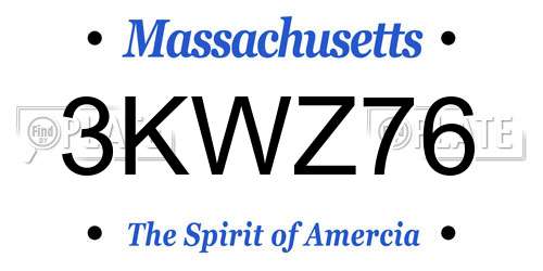 3KWZ76 Massachusetts License Plate