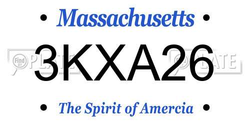 3KXA26 Massachusetts License Plate