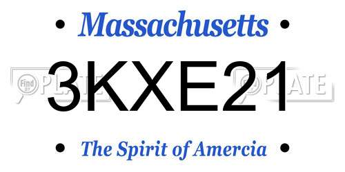 3KXE21 Massachusetts License Plate