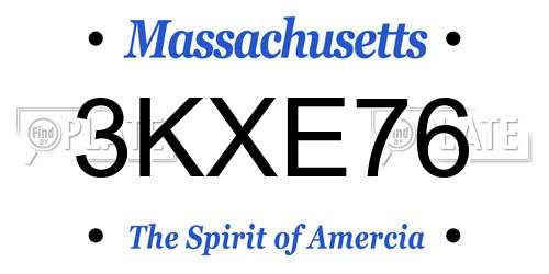 3KXE76 Massachusetts License Plate