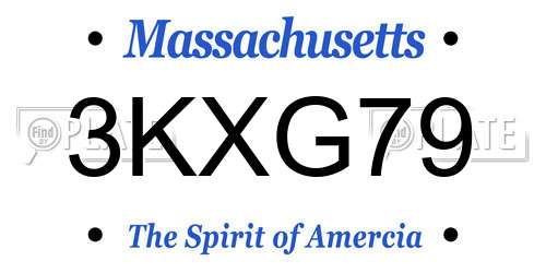 3KXG79 Massachusetts License Plate