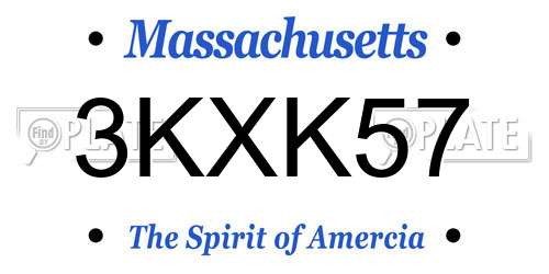 3KXK57 Massachusetts License Plate