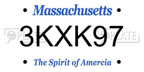 3KXK97 Massachusetts License Plate