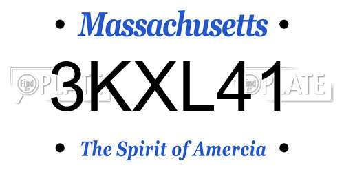 3KXL41 Massachusetts License Plate
