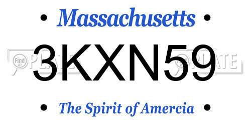3KXN59 Massachusetts License Plate