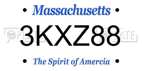 3KXZ88 Massachusetts License Plate