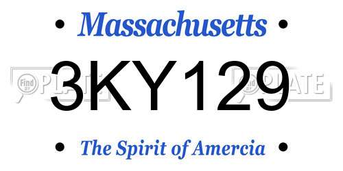 3KY129 Massachusetts License Plate