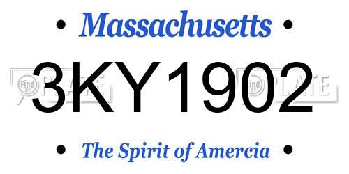3KY1902 Massachusetts License Plate