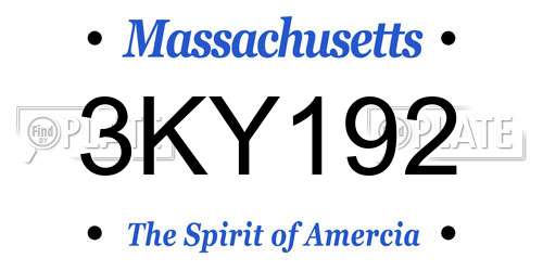 3KY192 Massachusetts License Plate
