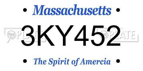 3KY452 Massachusetts License Plate