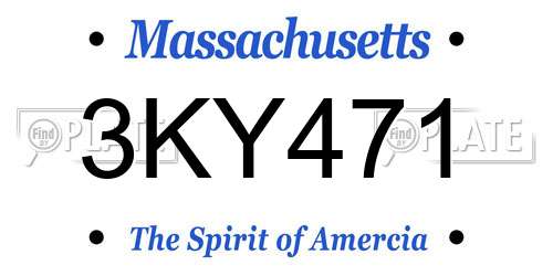 3KY471 Massachusetts License Plate
