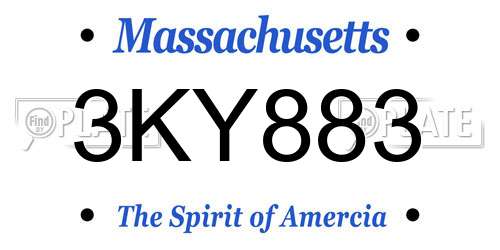 3KY883 Massachusetts License Plate
