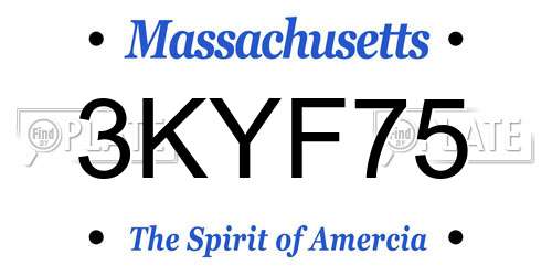 3KYF75 Massachusetts License Plate