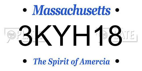3KYH18 Massachusetts License Plate