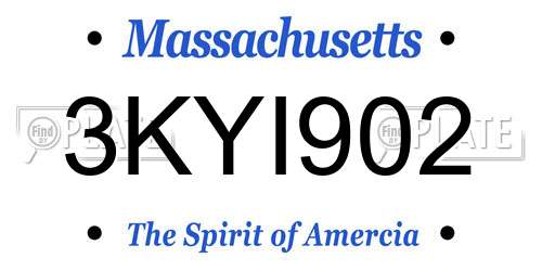 3KYI902 Massachusetts License Plate