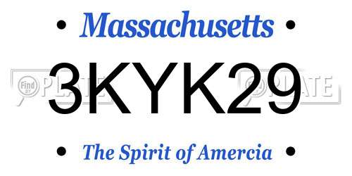 3KYK29 Massachusetts License Plate