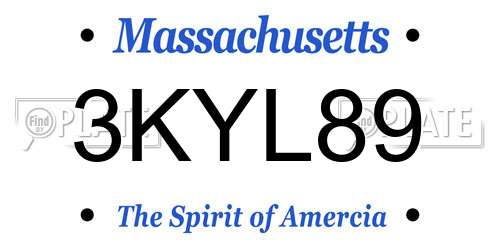 3KYL89 Massachusetts License Plate