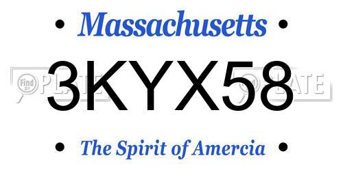 3KYX58 Massachusetts License Plate