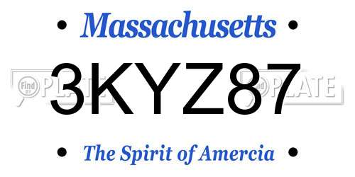 3KYZ87 Massachusetts License Plate