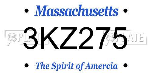 3KZ275 Massachusetts License Plate
