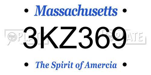 3KZ369 Massachusetts License Plate