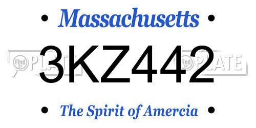 3KZ442 Massachusetts License Plate