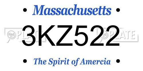 3KZ522 Massachusetts License Plate