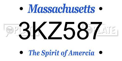 3KZ587 Massachusetts License Plate
