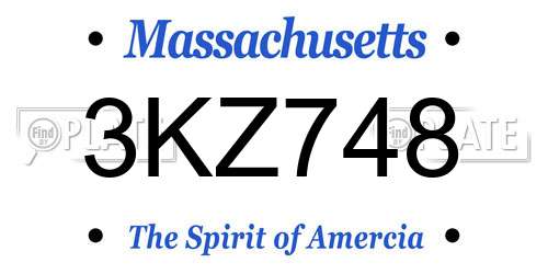 3KZ748 Massachusetts License Plate