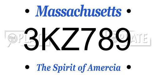3KZ789 Massachusetts License Plate