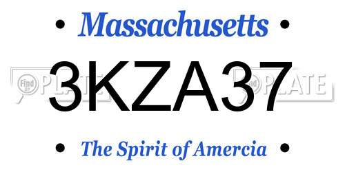 3KZA37 Massachusetts License Plate