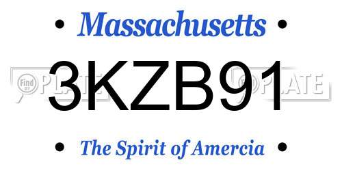 3KZB91 Massachusetts License Plate