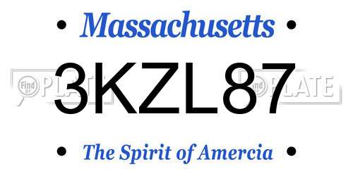 3KZL87 Massachusetts License Plate