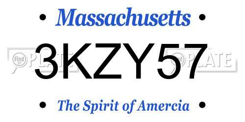 3KZY57 Massachusetts License Plate