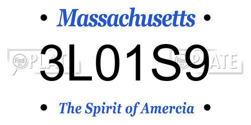 3L01S9 Massachusetts License Plate