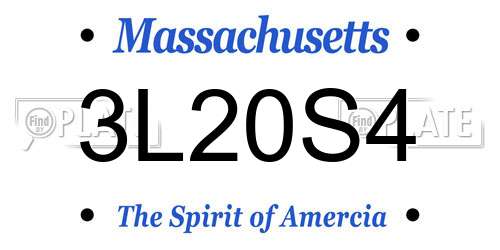 3L20S4 Massachusetts License Plate