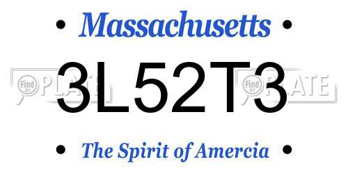 3L52T3 Massachusetts License Plate
