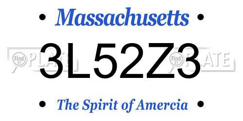 3L52Z3 Massachusetts License Plate