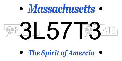 3L57T3 Massachusetts License Plate