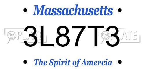 3L87T3 Massachusetts License Plate